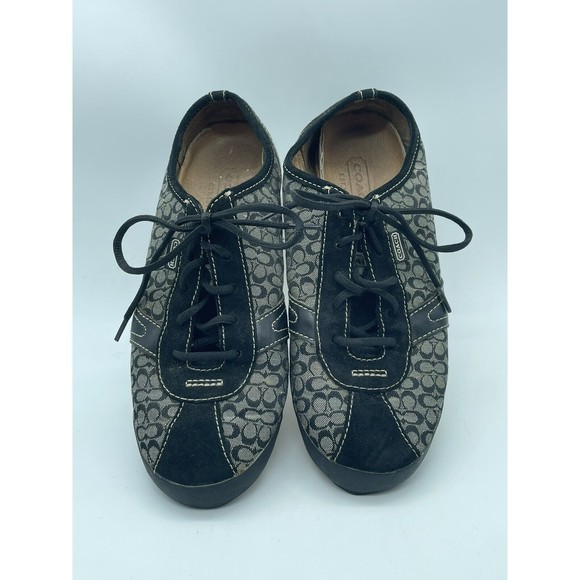 Coach Shoes - Coach Signature Kelby Womens Shoes Black And Gray Canvas And Leather P568 Sz 6M